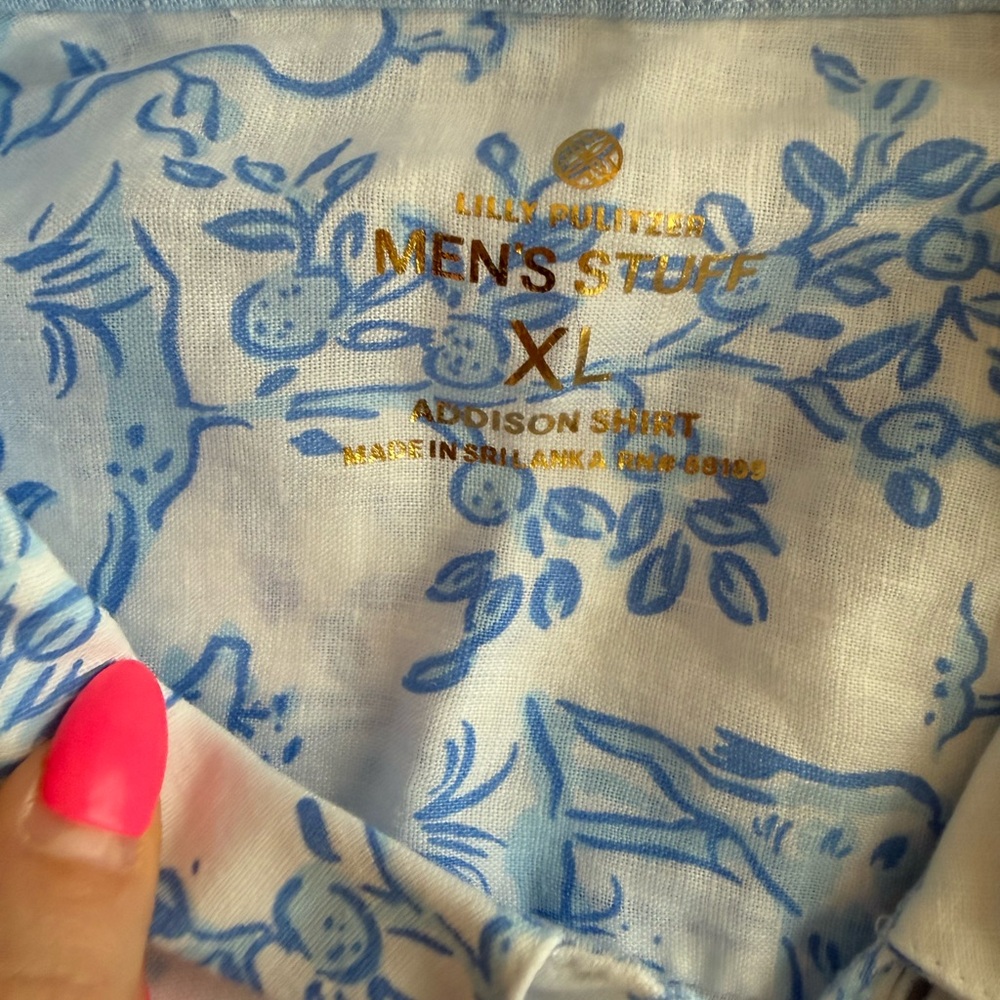 NWT Lilly Pulitzer Men’s Addison Shirt - Resort White - Picture 4 of 8